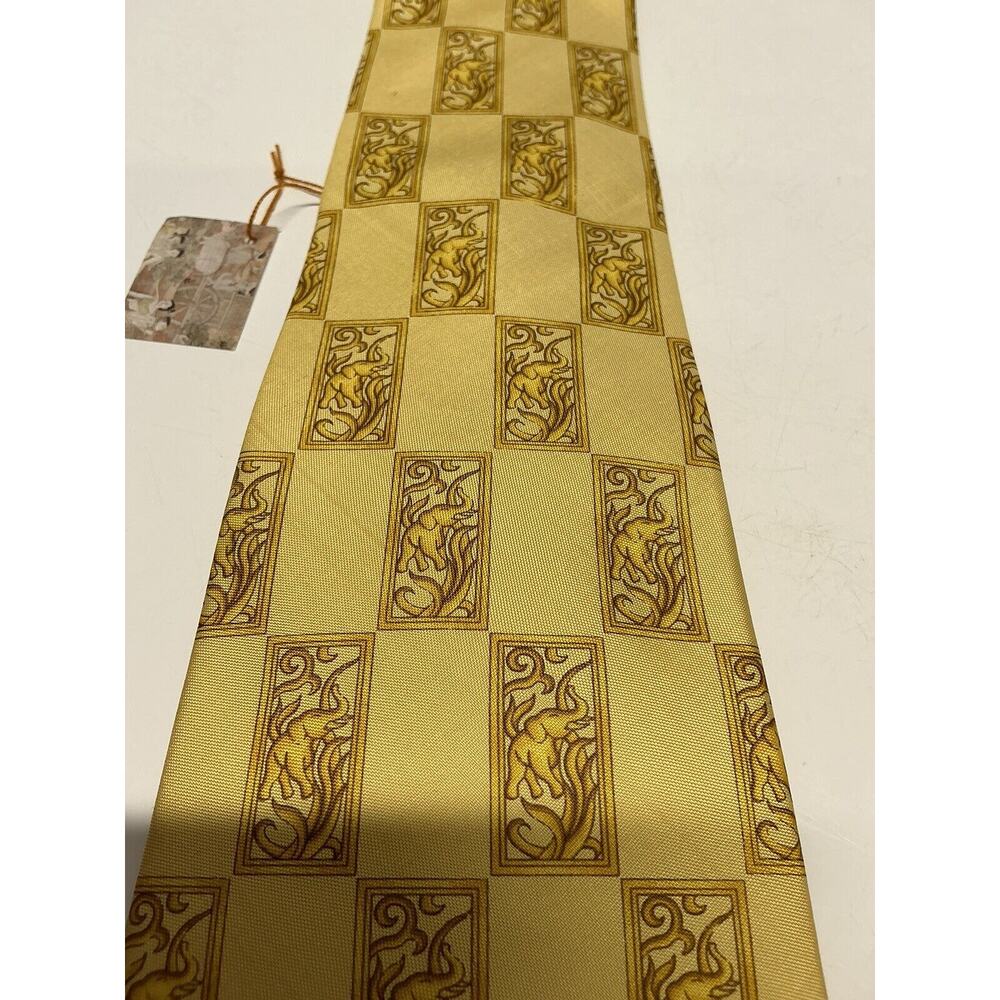 NEW JIM THOMPSON‎ ELEPHANT ANIMAL PATTERN YELLOW COLOR THAI SILK NECKTIE TIE